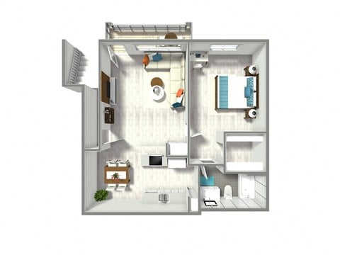 Floor plan for 1 bed, 1 bath, 780 sqft